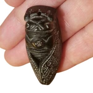Handcarved Black Jade‎ Cicada Pendant